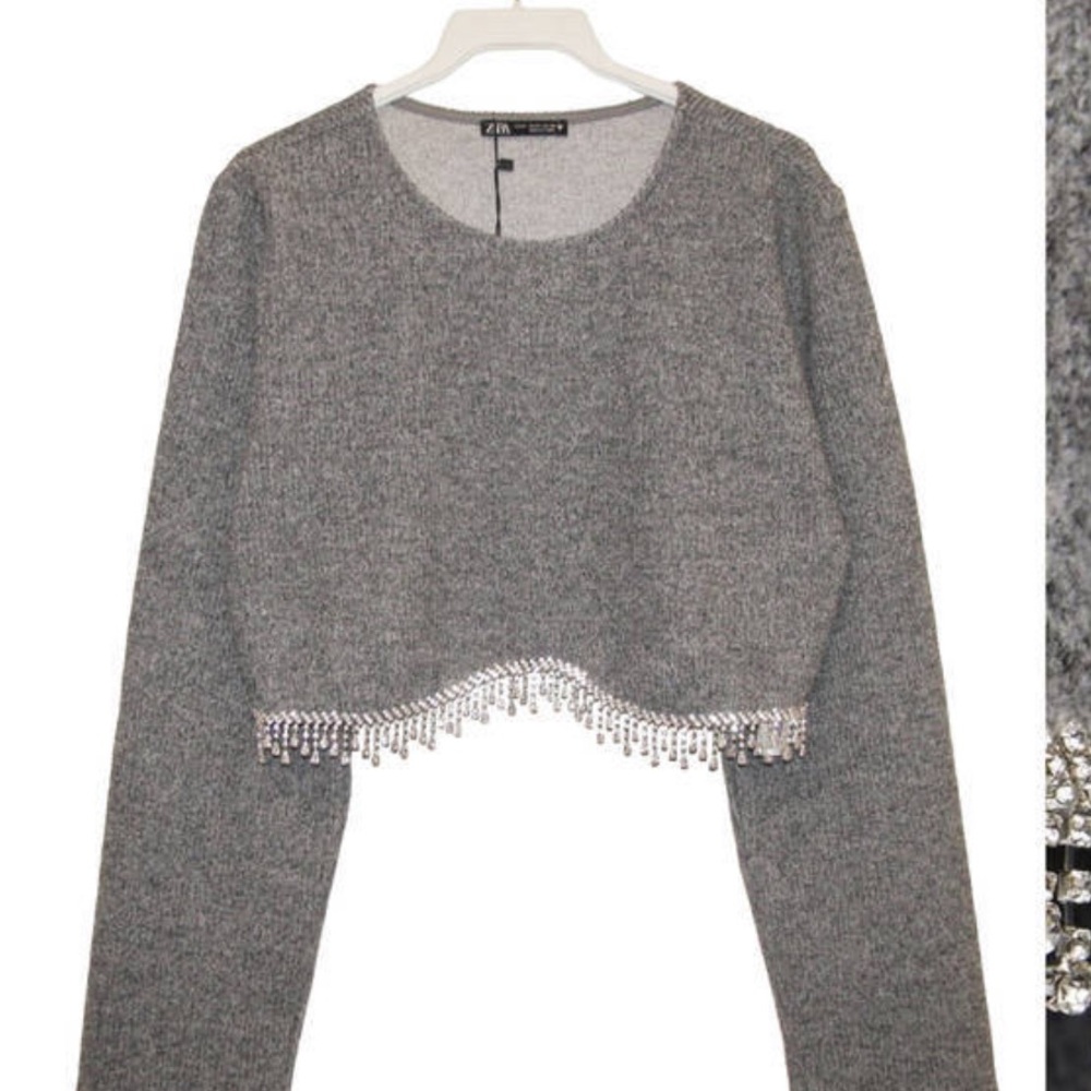 Zara jeweled crop top size small